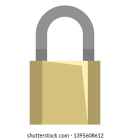 Vector Flat Icon - Brass Metal Padlock