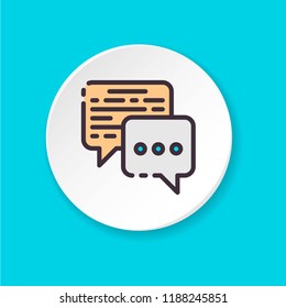 Vector flat icon business conversation. Button for web or mobile app. UI/UX user interface. Elevator pitch.