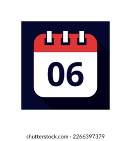 Vector flat icon of calendar days, days of the month, calendar illustration flat style marking day 06.
