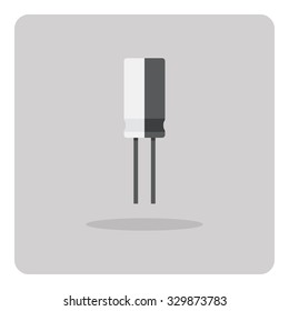 Vector of flat icon, capacitor for circuits board on isolated background