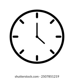 Vector plano icono de reloj en contorno hueco aislado sobre fondo transparente para Sitios web y recursos gráficos.