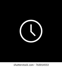 Vector flat icon of clock on black background