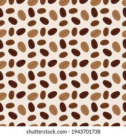 Vector flat icon coffee beans seamless pattern background.
