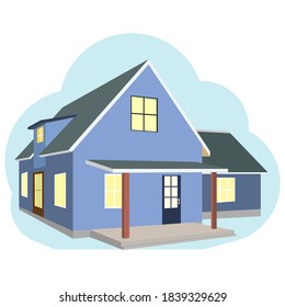 Vektorflache Symbol des Landhauses. Für Webdesign und App-Schnittstellen ist es auch für Infografiken nützlich. Traditionelles Familienhaus Symbol einzeln auf weißem Hintergrund.