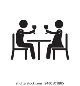 vector flat icon of couple having dinner