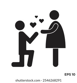 vector flat icon of a couple proposing