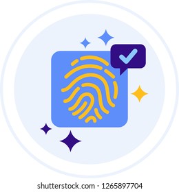 Vector flat icon of cryptographic signature fingerprint illustration