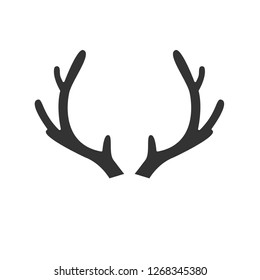 Vector flat icon of deer horns isolated on white background 