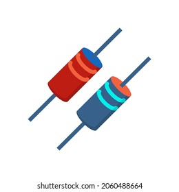 Vektorflachsymbol von Diode, Elektrizität und Schaltkreis-Chipkarte, 4000x4000 Pixel, weißer Hintergrund