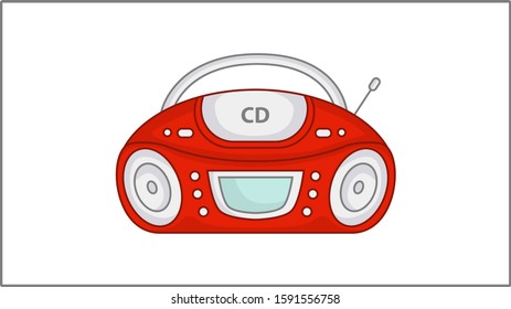 Vector Flat Icon. Drawing. CD Audio Player. Cassette Player.