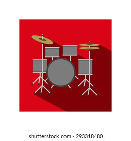 Vector flat icon of drums - the drum kit