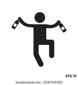 vector flat icon of drunk person walking