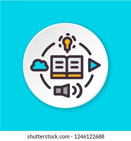 Vector flat icon E learning opportunities. Button for web or mobile app. UI/UX user interface.