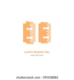Vector flat Icon of Elastic Bandages Rolls isolated on white background. Medical equipment icons.