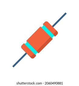 Vector flat icon of electric capacitor, Orange color with small shadown, electricity circuit board use white background