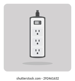 Vector of flat icon, electric power strip on isolated background