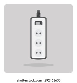 Vector Of Flat Icon, Electric Power Strip On Isolated Background