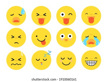 Vector flat icon of emoticon set - emoji collection.