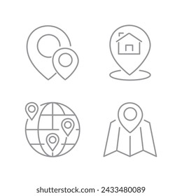 Vector flat icon. Four navigation and address icons. Gray icon on isolated on white background. Perfect for your creative idea.