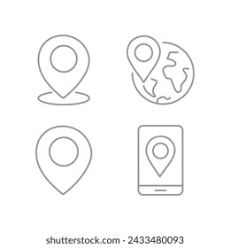 Vector flat icon. Four navigation and address icons. Gray icon on isolated on white background. Perfect for your creative idea.