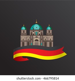 Vector flat icon of German. Berlin Cathedral, Germany.