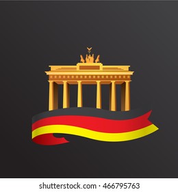 Vector Flat Icon Of German. Brandenburg Gate In Berlin , Germany.