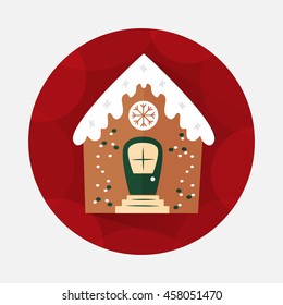 vector flat icon gingerbread house with long shadow