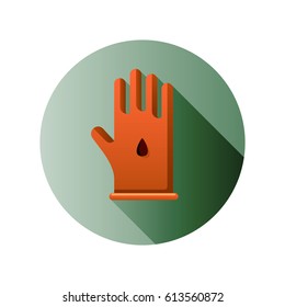 Vector flat icon with Hand and flower seed. Flat design with long shadow.