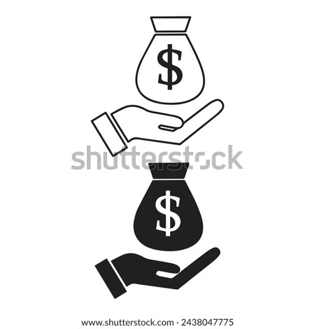 vector flat icon of hand receiving money