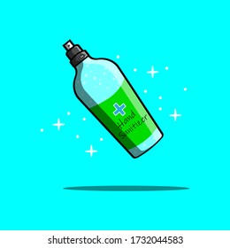 Vector Flat Icon Hand Sanitizer disinfectant Cartoon Style Ilustration