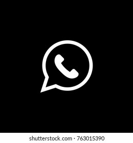 Vector flat icon of handset on black background