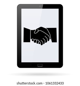 vector flat icon of handshake or business contract agreement. Suitable for web site, app