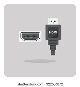 Vector of flat icon, HDMI connector on isolated background