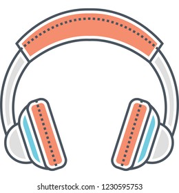 Vector flat icon of a headphones illustration