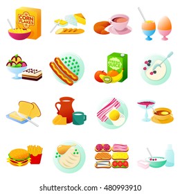 Vector flat icon healthy breakfast, diet food. Web design, web icon, food menu. Isolated on a white background.
