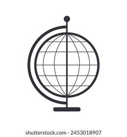 Vector flat icon of hollow earth globe isolated on white background, science, school.