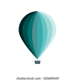 Vector flat icon - hot air balloon. Travel and adventures logo with striped aerostat