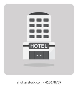 Vector of flat icon, Hotel building on isolated background