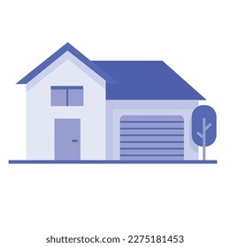 Icono de pantalla plana House con garaje
