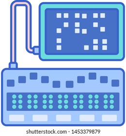 Vector Flat Icon Illustration Of Braille Computer Keyboard For Blindness And Visual Impairment