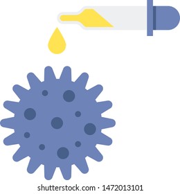 Vector Flat Icon Illustration Of Cancer Cell T-cell And Pipette. Epidemiology And Science Concept.