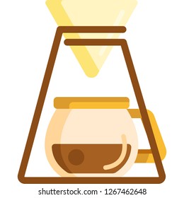 Vector flat icon illustration of coffee drip brew
