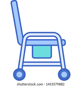 Vector flat icon illustration of commode chair portable toilet for elderly disabled old patient
