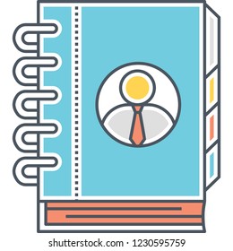 Vector flat icon illustration of a contact book