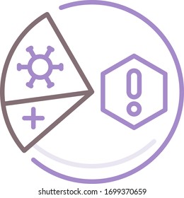 Vector flat icon illustration of demographic pie chart showing percentage of high risk disease infection.