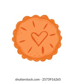 Vector flat icon illustration of dessert and bakery products. Doodle style drawing isolated on white background .Hand drawn pie illustration sweet with fruit for banner web and social media .