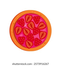 Vector flat icon illustration of dessert and bakery products. Doodle style drawing isolated on white background .Hand drawn pie illustration sweet with fruit for banner web and social media .