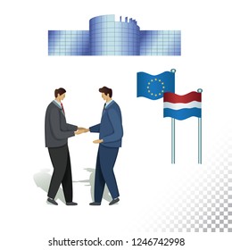 Vector flat icon illustration of European Parliament Consent Symbols. Colorful objects on a transparent background.