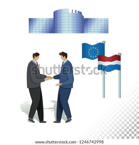 Vector flat icon illustration of European Parliament Consent Symbols. Colorful objects on a transparent background.