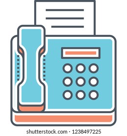 Vector flat icon illustration of fax machine